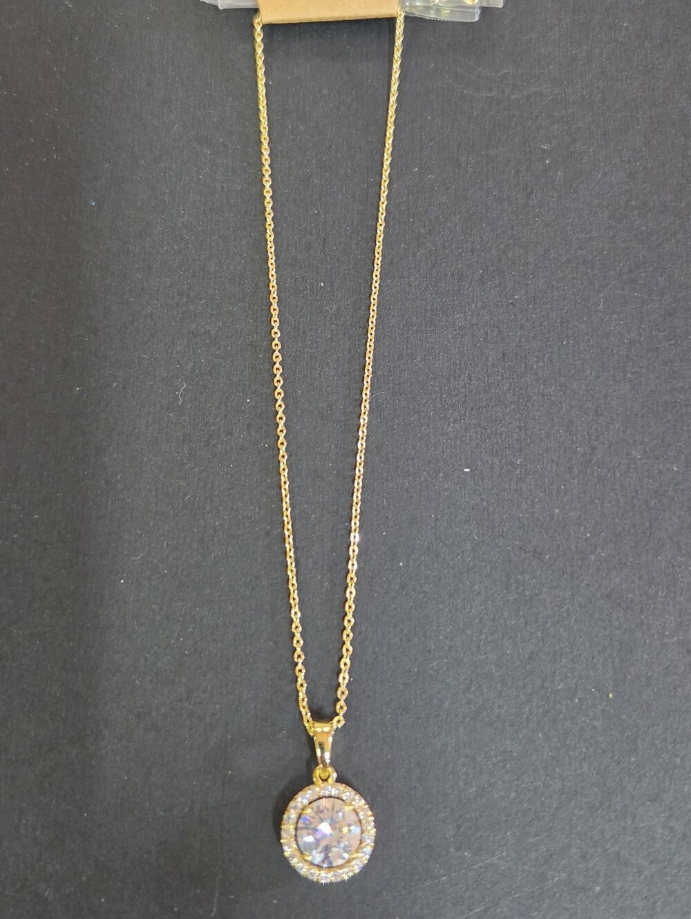 Gold Crystal Halo Pendant Necklace - Women Jewelry